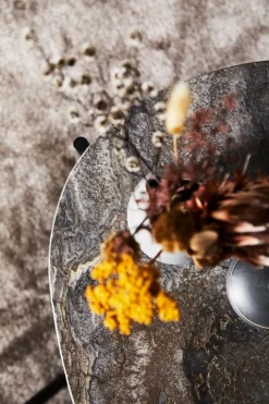 Woud La Terra occasional table, S, grey melange travertine - black