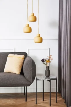 Woud La Terra occasional table, S, grey melange travertine - black