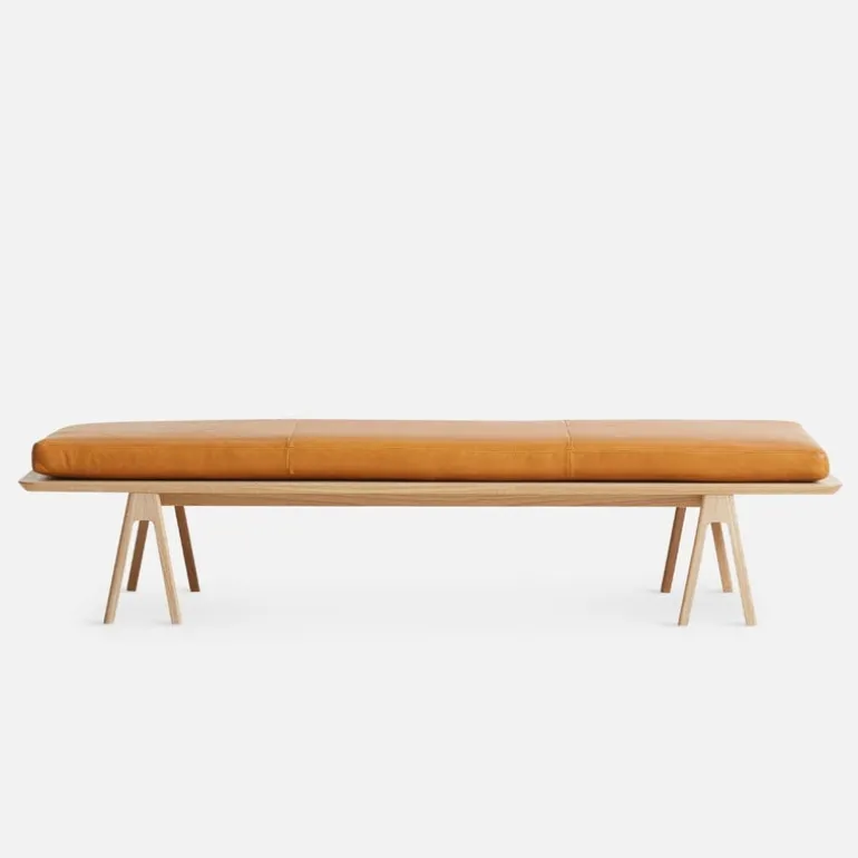 Woud Level daybed, white pigmented oak - cognac leather Envy