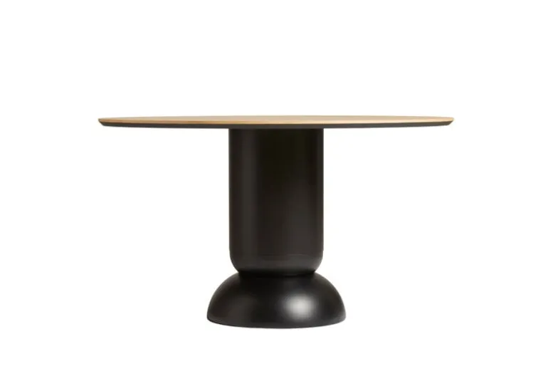 Woud Ludo dining table, 130 cm, black - white pigmented lacquered oak