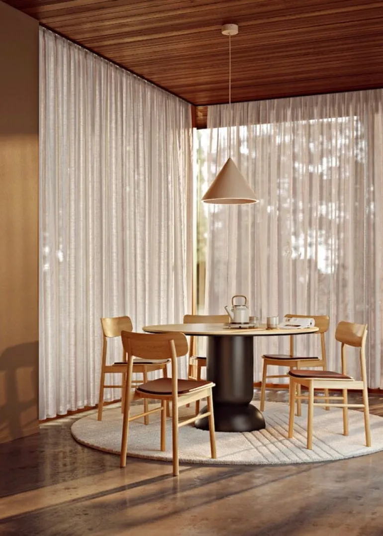 Woud Ludo dining table, 130 cm, black - white pigmented lacquered oak