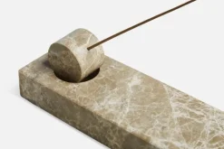 Woud Monolith incense holder, light brown marble