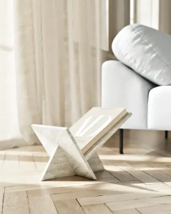 Woud Mountain magazine holder, grey travertine