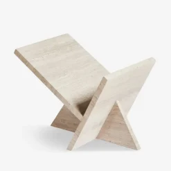 Woud Mountain magazine holder, grey travertine