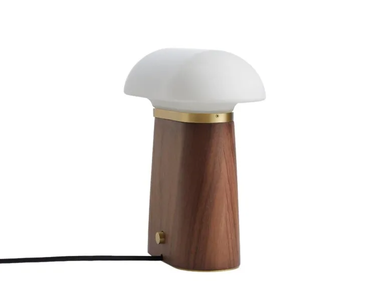 Woud Nova table lamp, walnut - opal glass