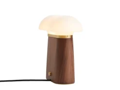 Woud Nova table lamp, walnut - opal glass