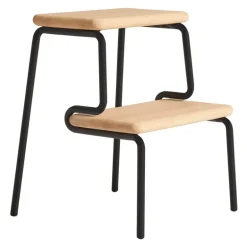 Woud Slalom step stool, white lacquered oak