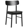Woud Soma dining chair, black painted ash - black leather