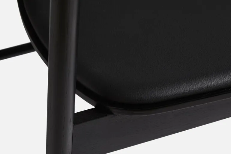 Woud Soma dining chair, black painted ash - black leather
