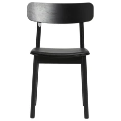 Woud Soma dining chair, black painted ash - black leather