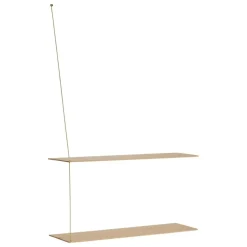 Woud Stedge shelf, 80 cm, white lacquered oak - brass