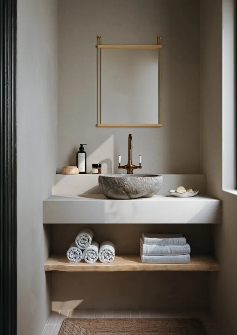 Woud Suspended mirror, 50 x 70 cm, white lacquered oak - brass