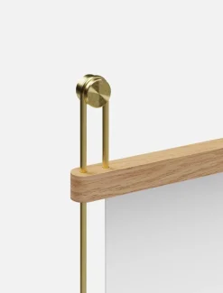 Woud Suspended mirror, 50 x 114 cm, white lacquered oak - brass