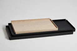 Woud Tray shelf, high, 2 oak - 2+2 black