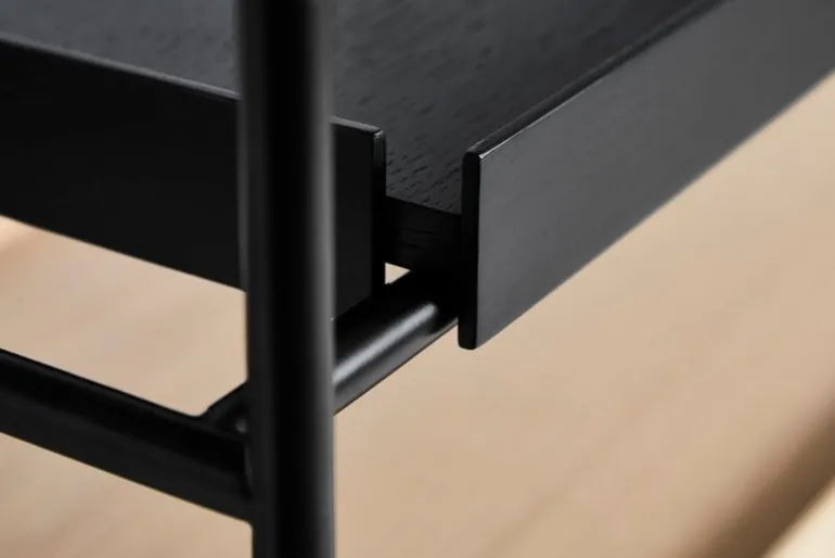 Woud Tray shelf, high, 2 oak - 2+2 black