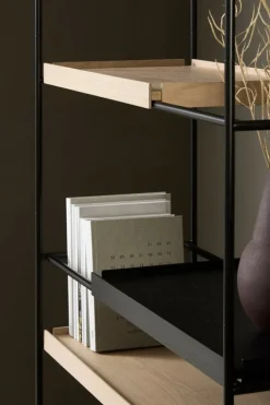 Woud Tray shelf, high, 1+4 oak - 1 black