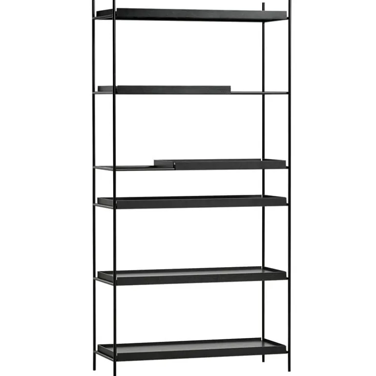 Woud Tray shelf, high, black