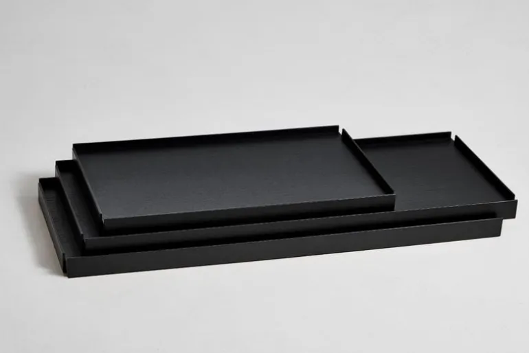 Woud Tray shelf, high, black