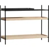 Woud Tray shelf, low, 1 black - 2 oak