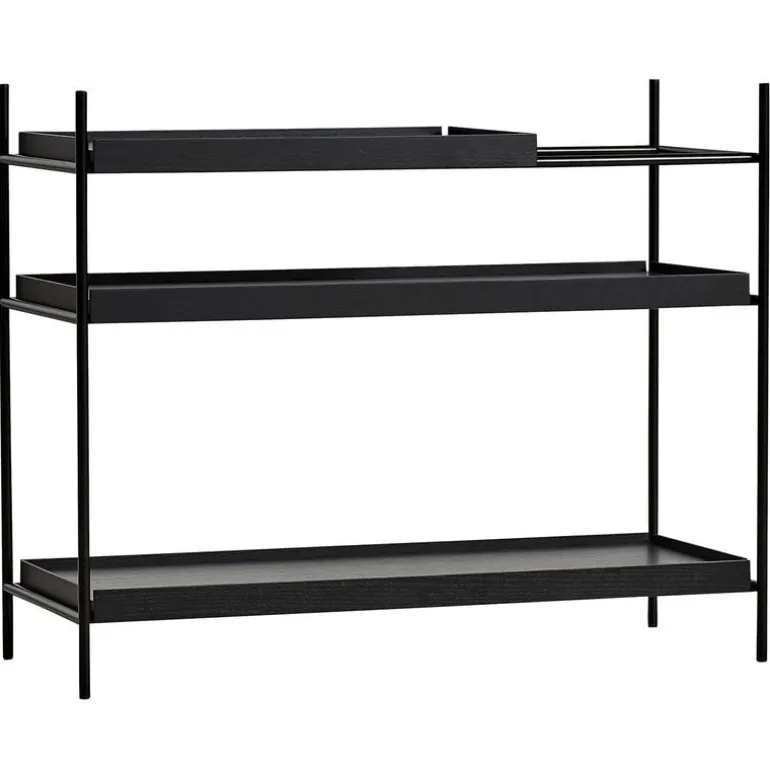 Woud Tray shelf, low, black