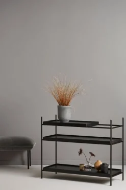 Woud Tray shelf, low, black