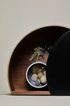 Woud Wallie wall drawer, walnut - black