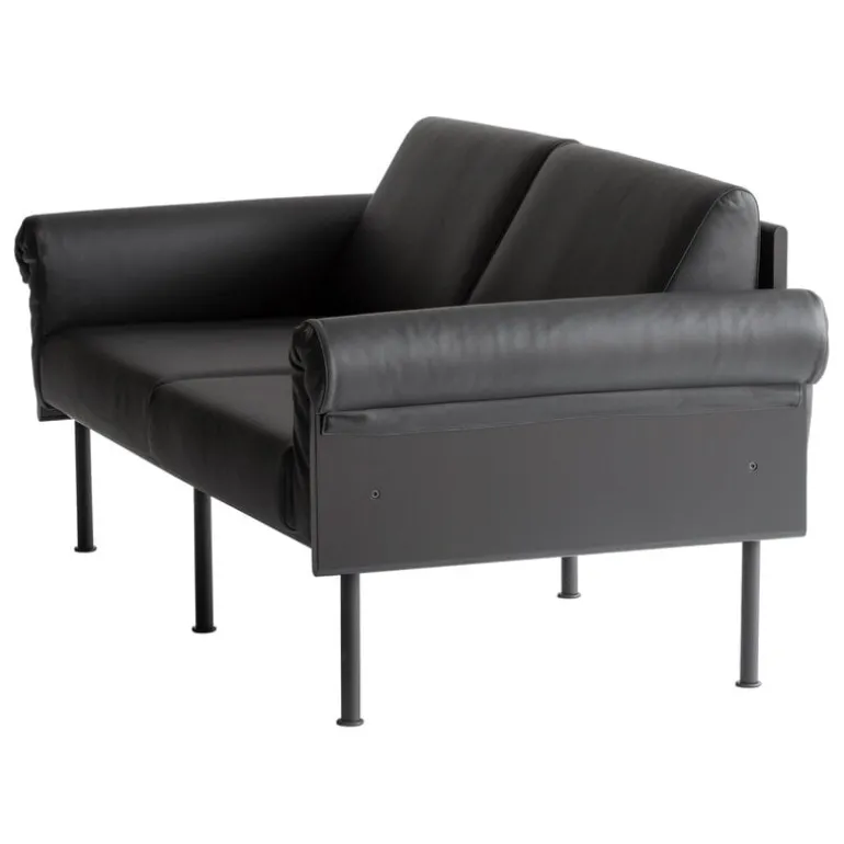 Yrjö Kukkapuro Ateljee 2-seater sofa, black - black leather