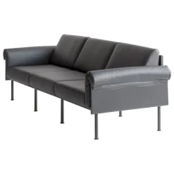 Yrjö Kukkapuro Ateljee 3-seater sofa, black - black leather