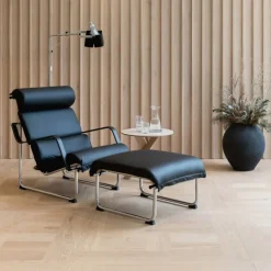 Yrjö Kukkapuro Remmi lounge chair, chrome - black leather