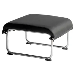Yrjö Kukkapuro Remmi ottoman, chrome - black leather